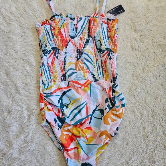 Summer Mae Women's Multicolour Floral Maternity OnePiece Swimsuit Bathing Suit M - Picture 2 of 9